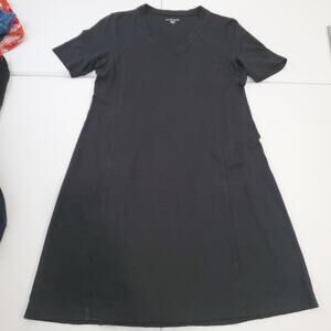 Eileen Fisher Dress Womens Petite Small Black Hemp Organic Cotton V Neck A Line